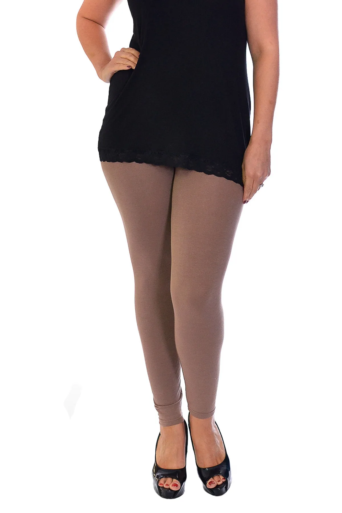 Plus Size Plain Long Leggings