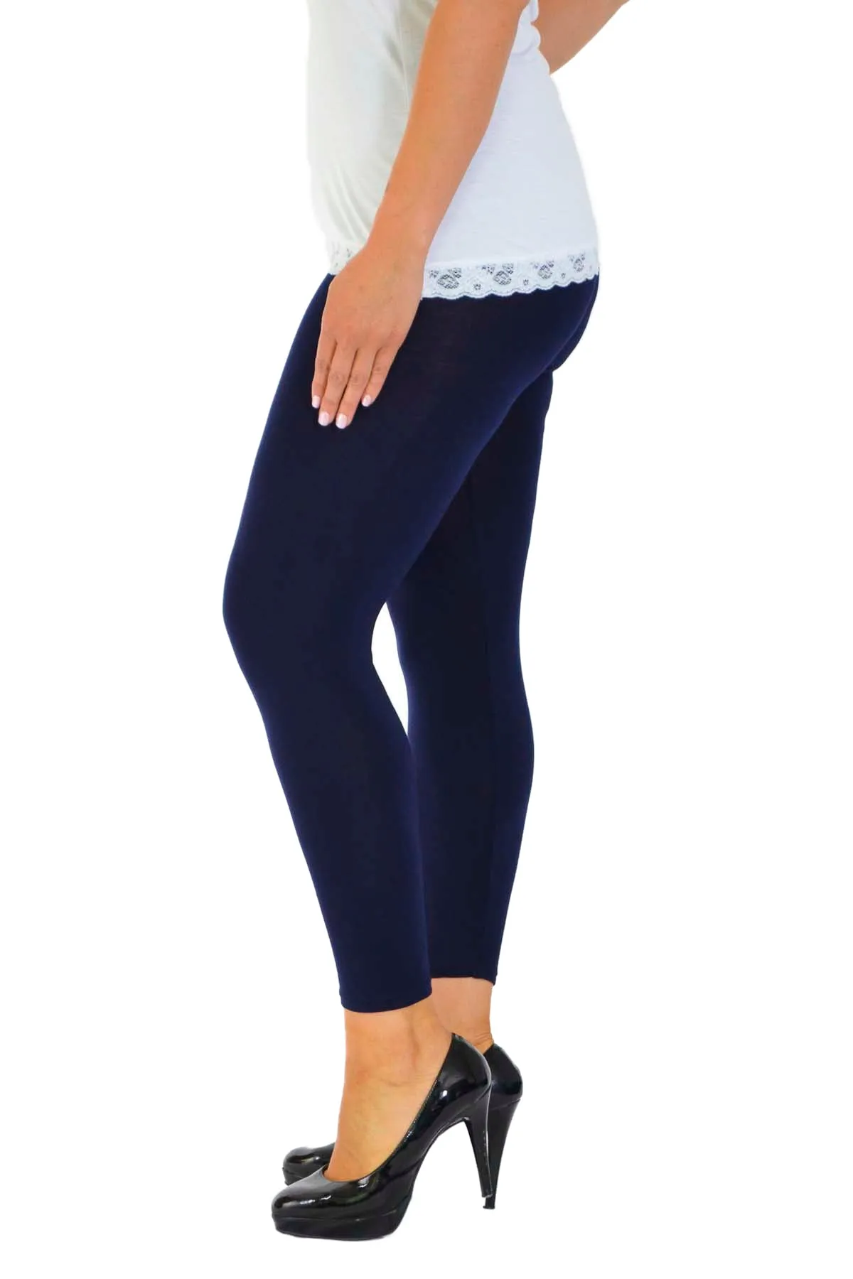 Plus Size Plain Long Leggings