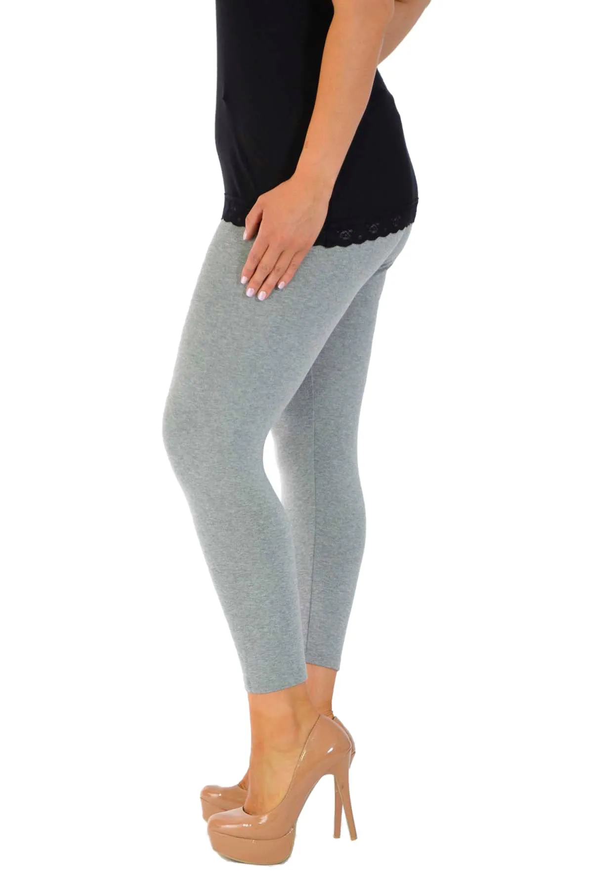 Plus Size Plain Long Leggings