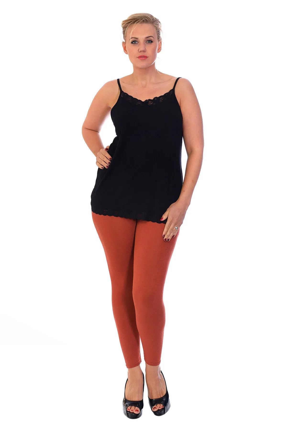 Plus Size Plain Long Leggings