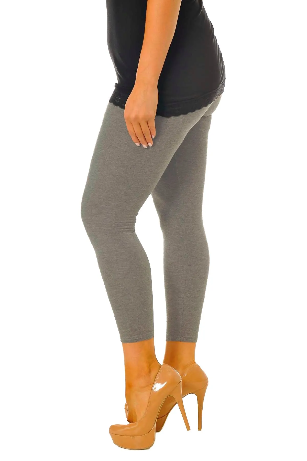 Plus Size Plain Long Leggings