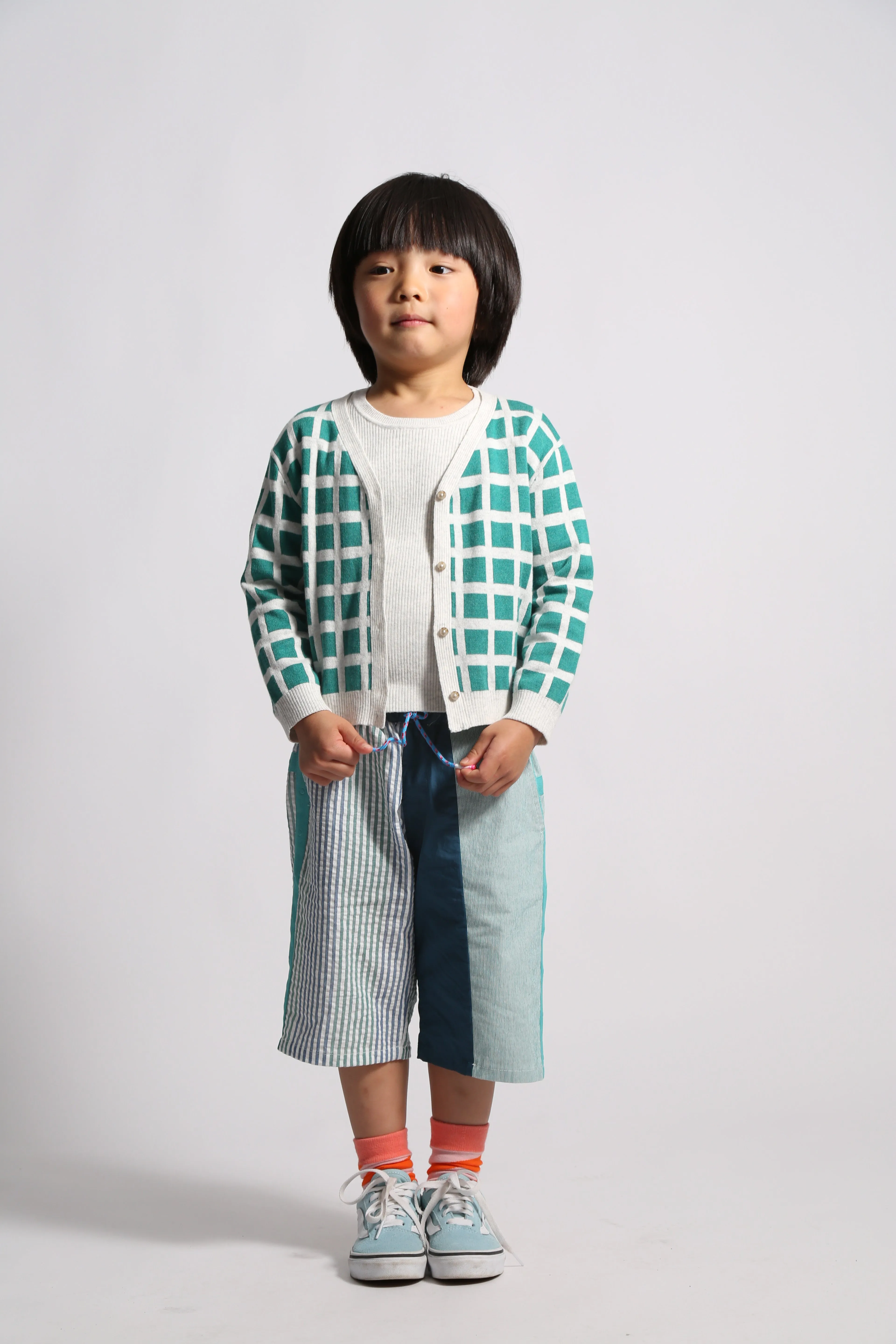 Polygon kelp checkered cardigan by Tia Cibani