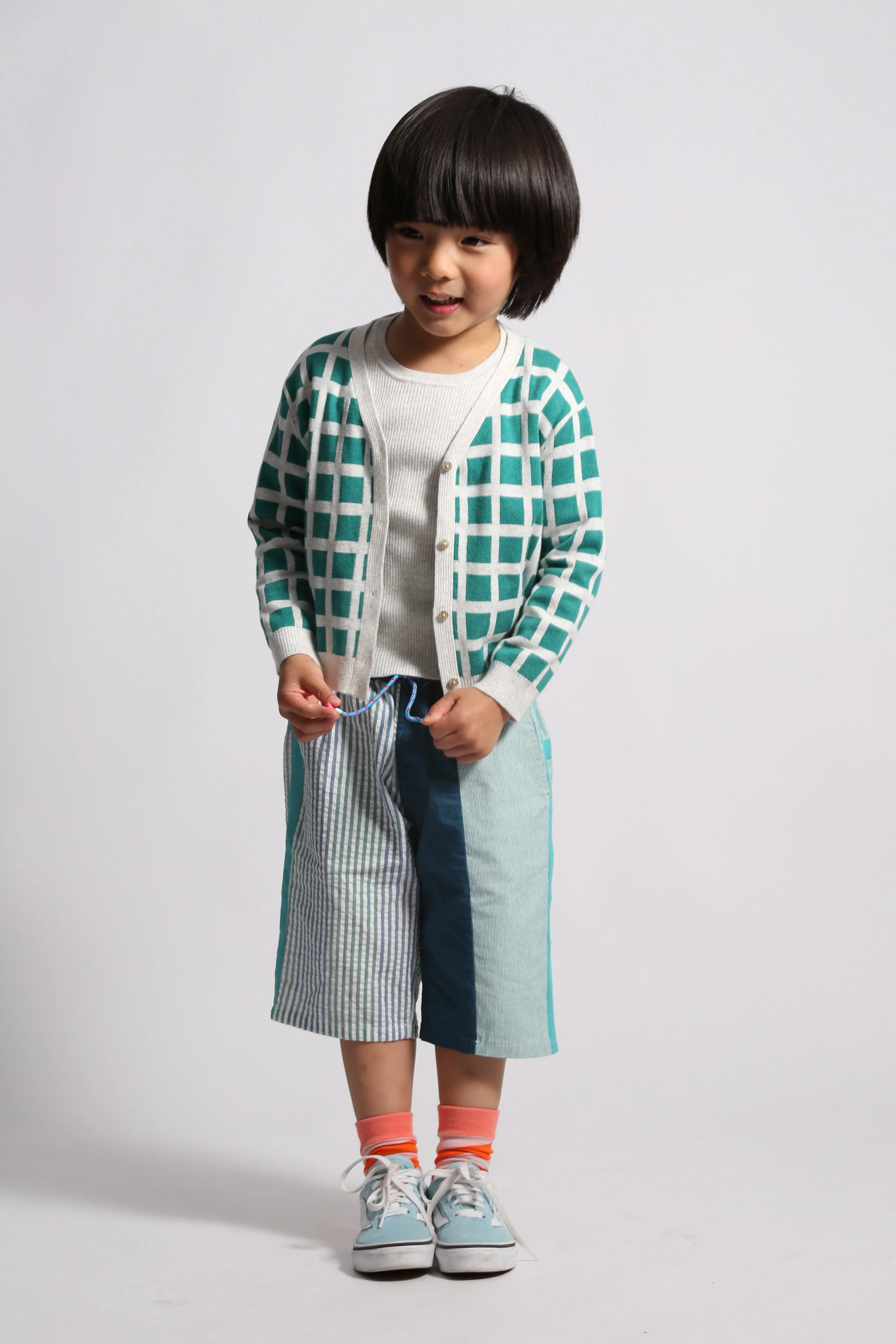 Polygon kelp checkered cardigan by Tia Cibani