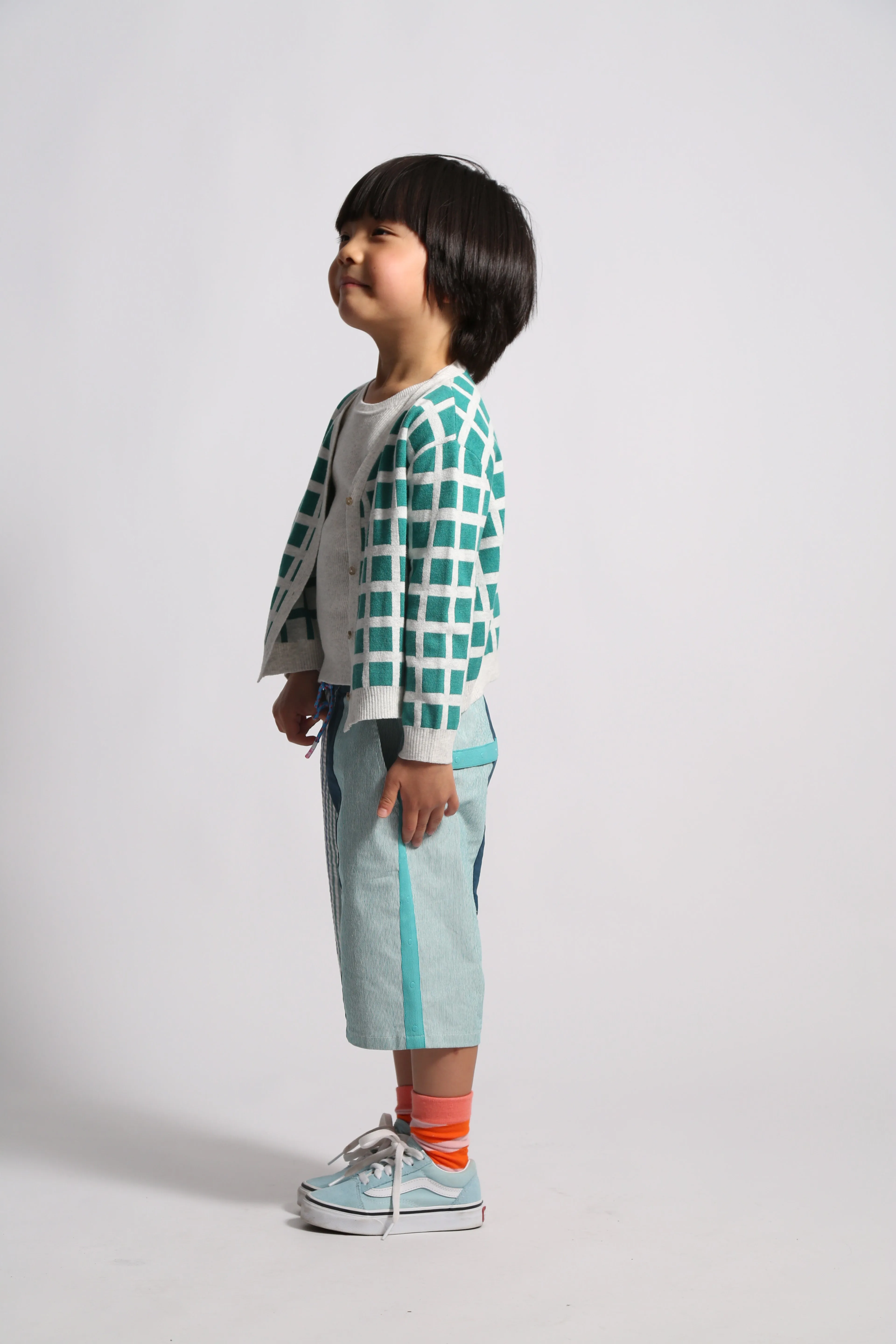 Polygon kelp checkered cardigan by Tia Cibani
