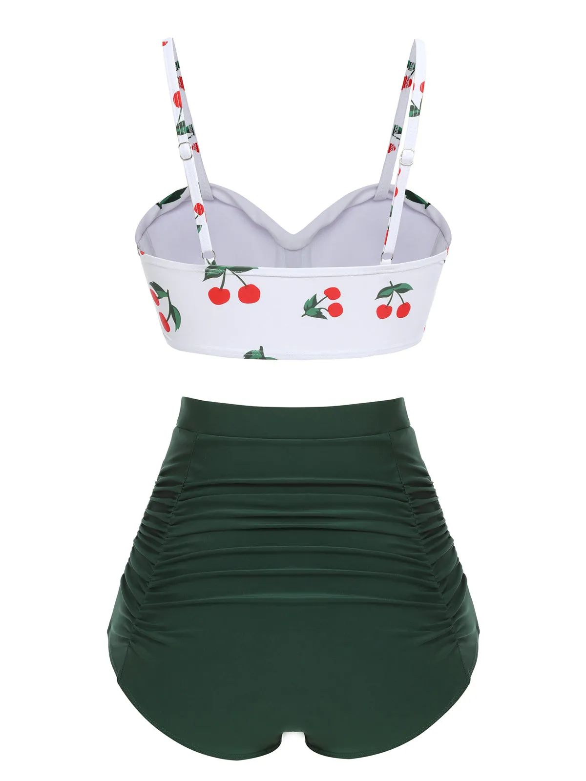 [Pré-vente] Ensemble de bikini taille haute à bretelles cerises des années 1950