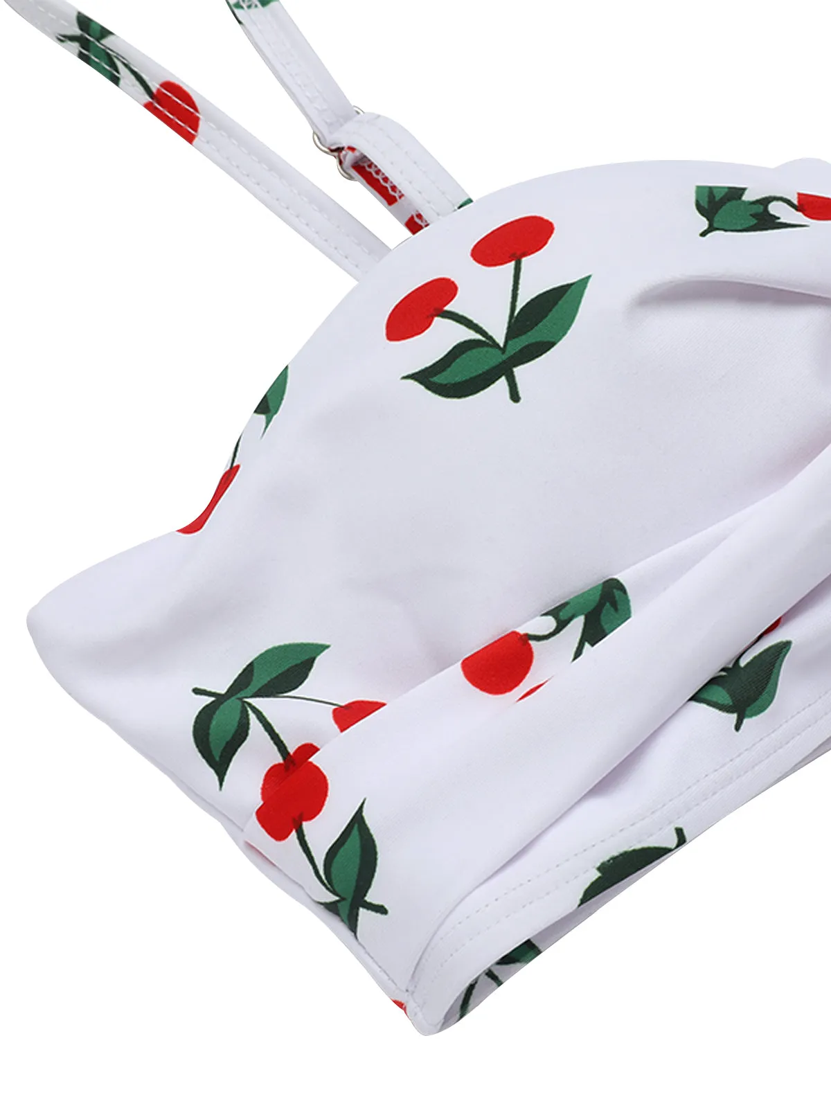 [Pré-vente] Ensemble de bikini taille haute à bretelles cerises des années 1950