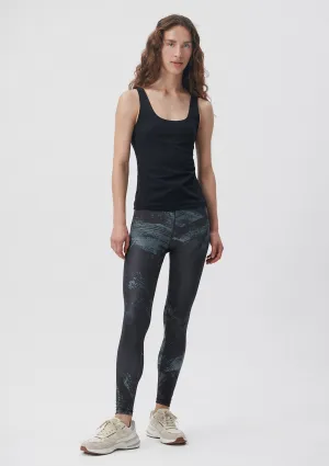 Printed Black Sports Tights