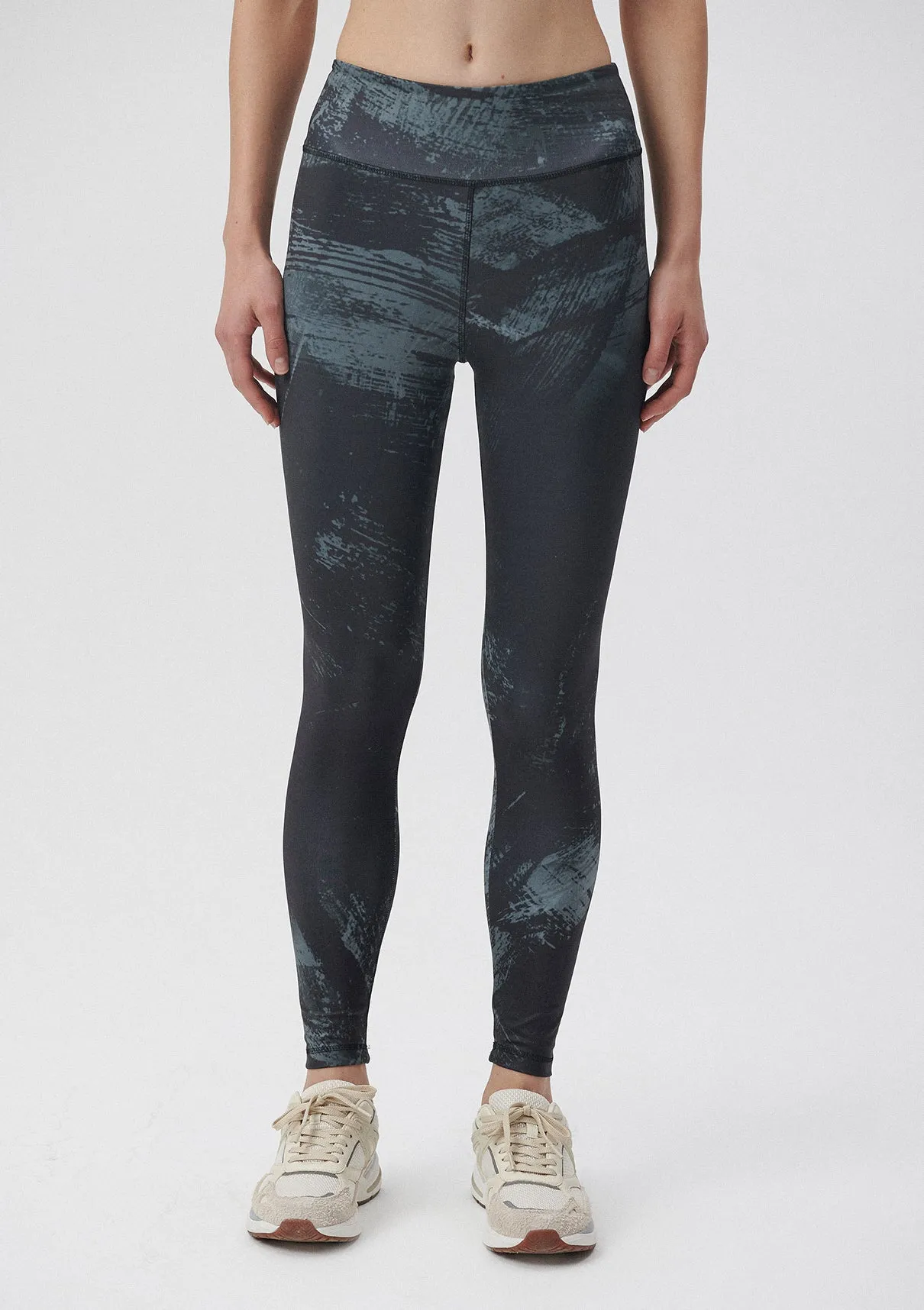 Printed Black Sports Tights