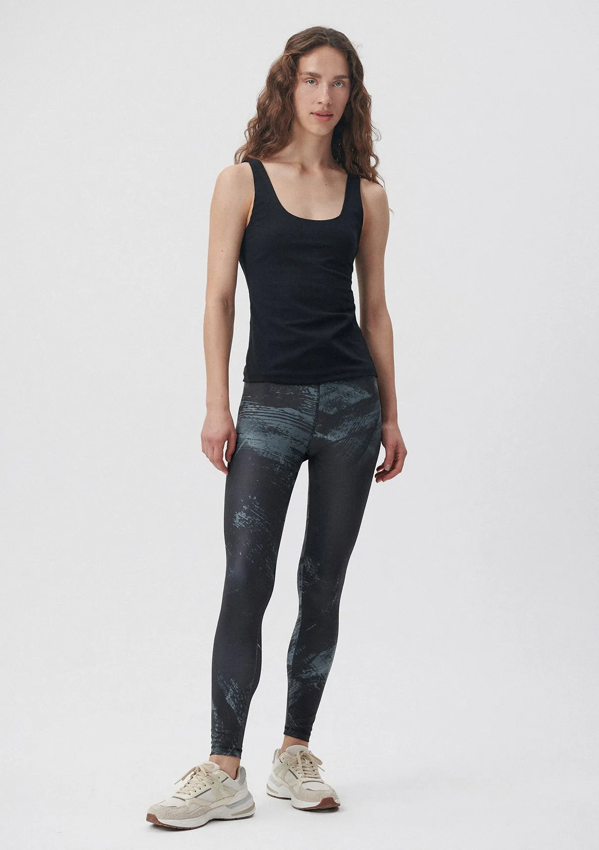 Printed Black Sports Tights