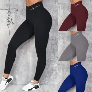 Printed Letter Waist Leggings