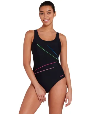Prism Geo Adjustable Macmaster Scoopback Swimsuit - Black