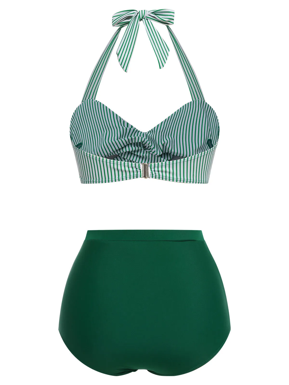 [Prévente] Ensemble de maillot de bain dos nu rayé rose et noir des années 1940