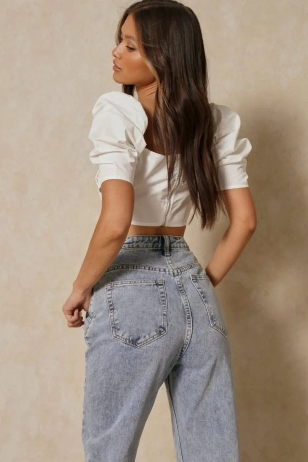 Puff Short Sleeves White Top