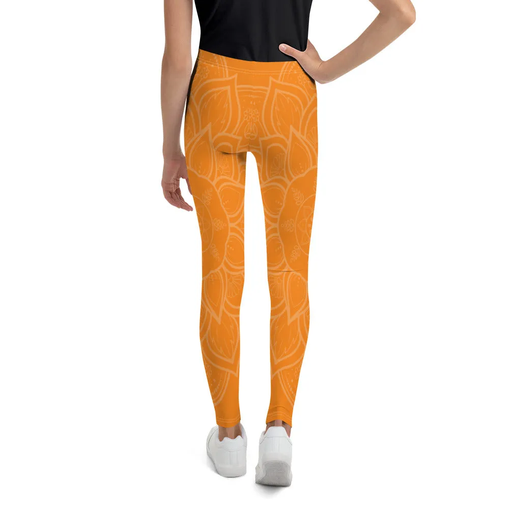 Pumpkin Orange Mandala Youth Leggings