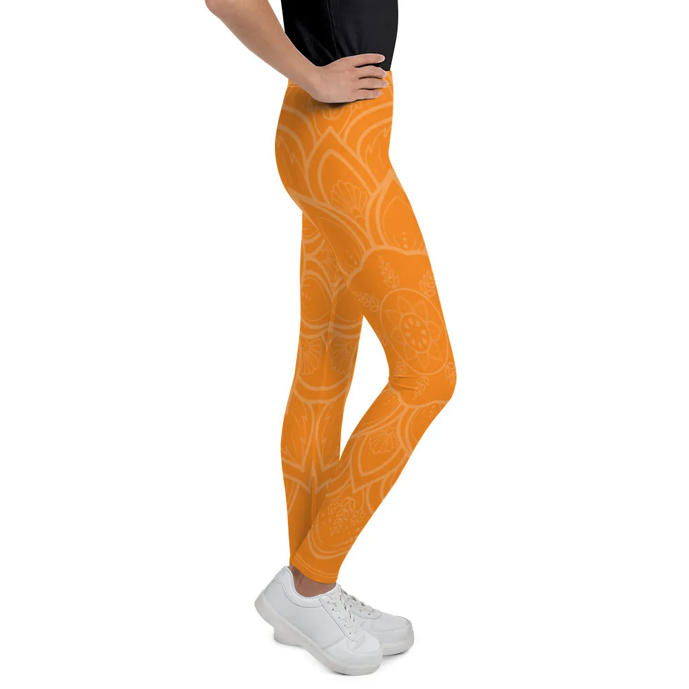 Pumpkin Orange Mandala Youth Leggings