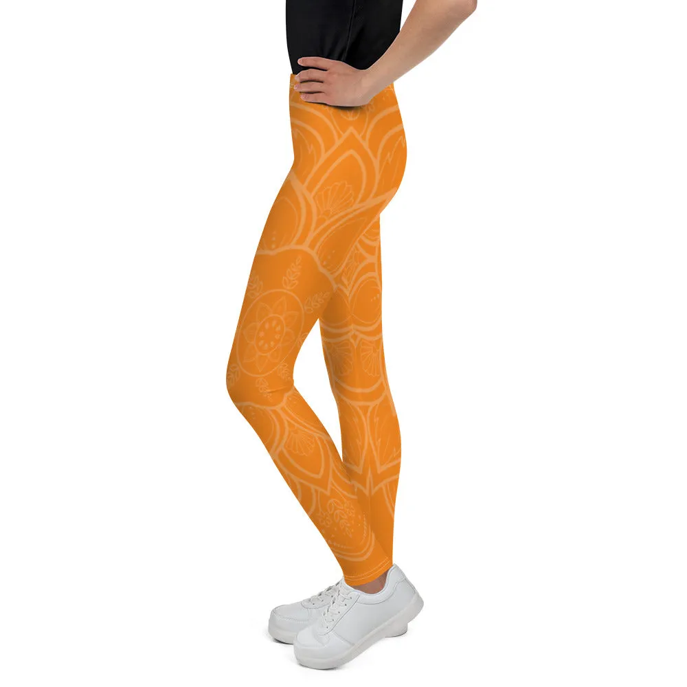 Pumpkin Orange Mandala Youth Leggings