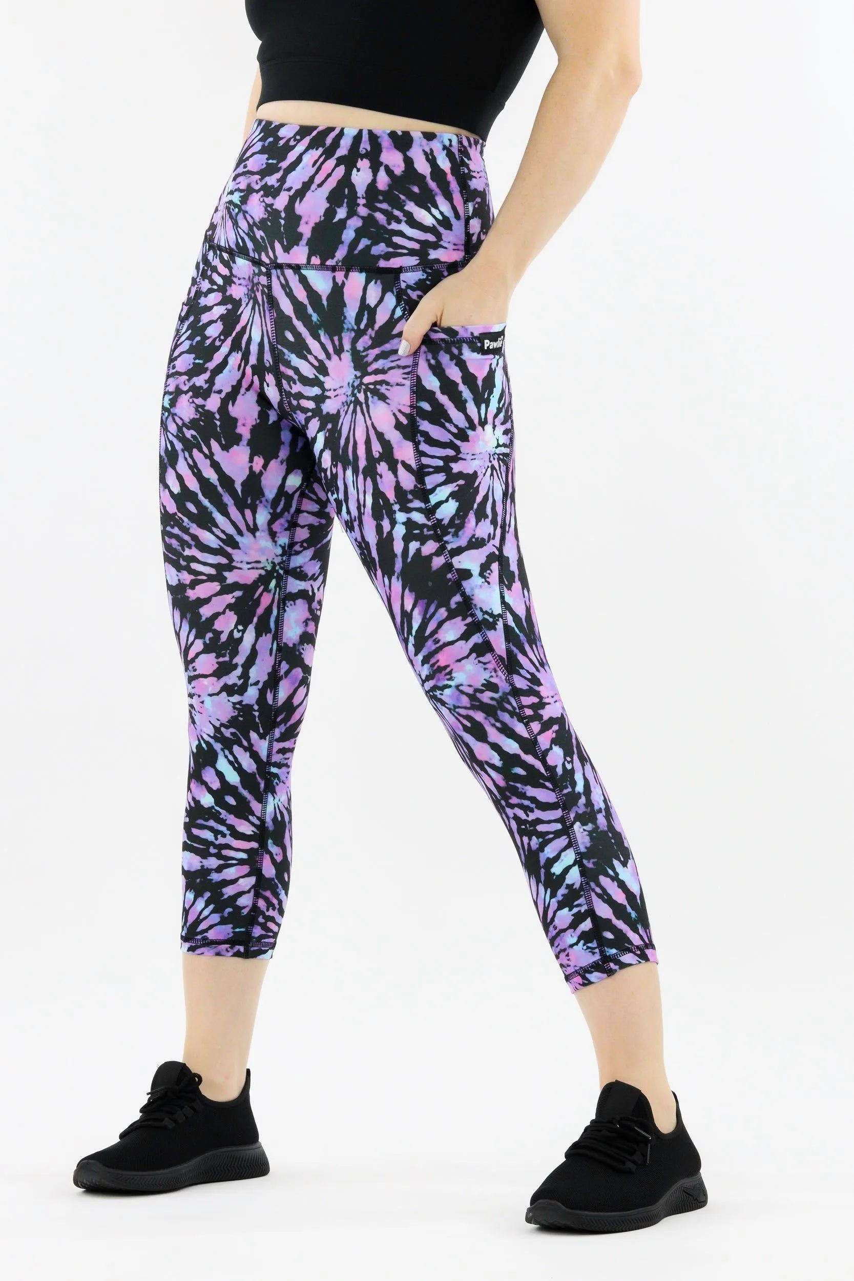 Purple Iridescent Tie Dye - Hybrid 2.0 - Leg Pockets - Capri Leggings
