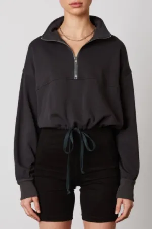 Quarter Zip Drawstring Waist Sweatshirt