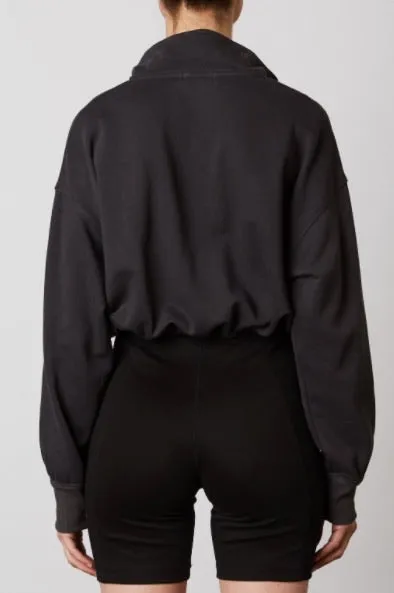 Quarter Zip Drawstring Waist Sweatshirt