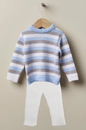 "Alberto" Blue Striped Knit Top & Leggings