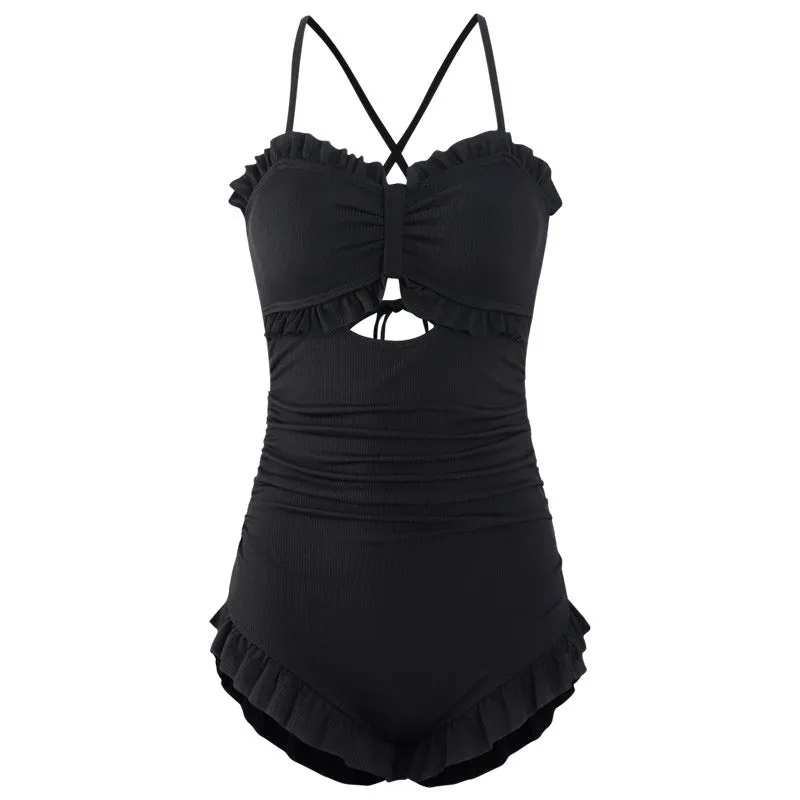 "BLACK LACE HOLLOW KNITTED" SWIMSUIT N052003