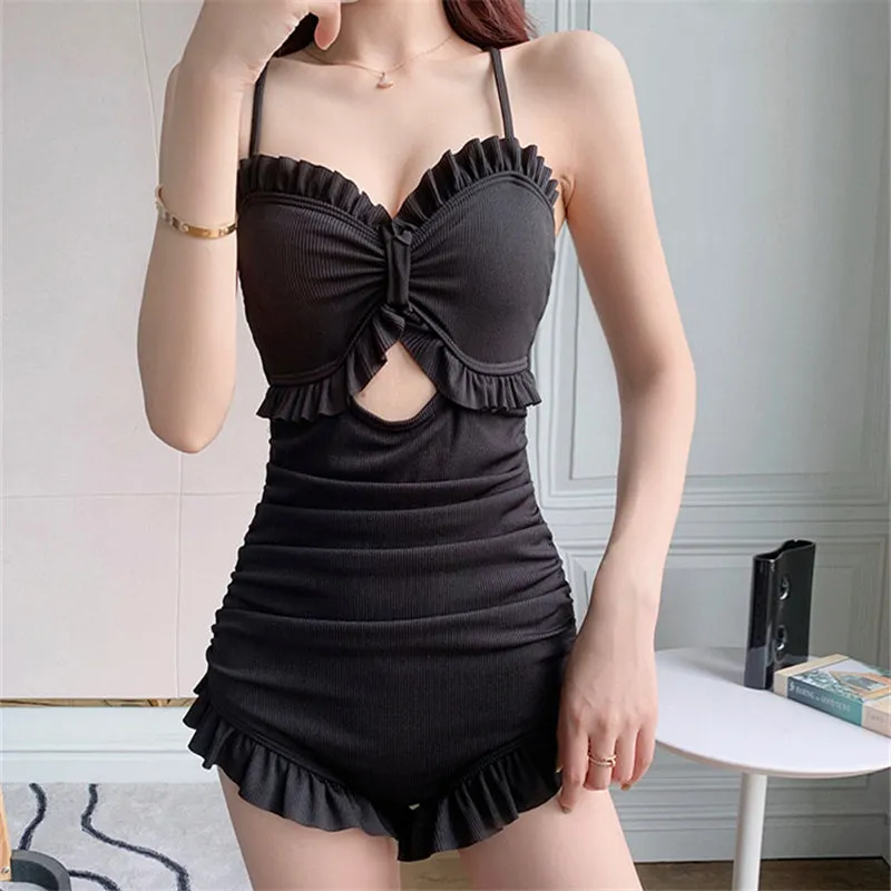 "BLACK LACE HOLLOW KNITTED" SWIMSUIT N052003