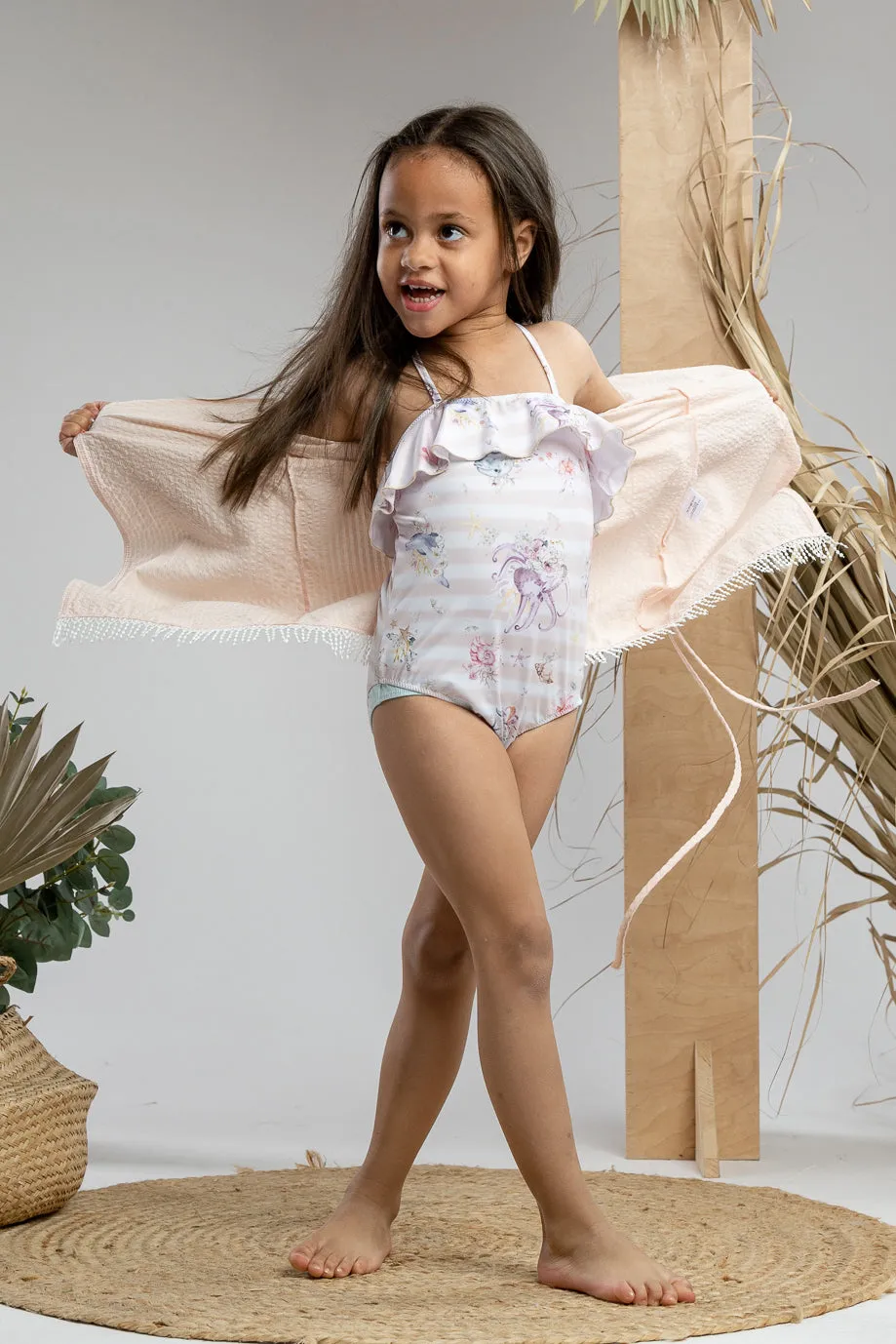 "Ella" Apricot Ocean Print Swimsuit