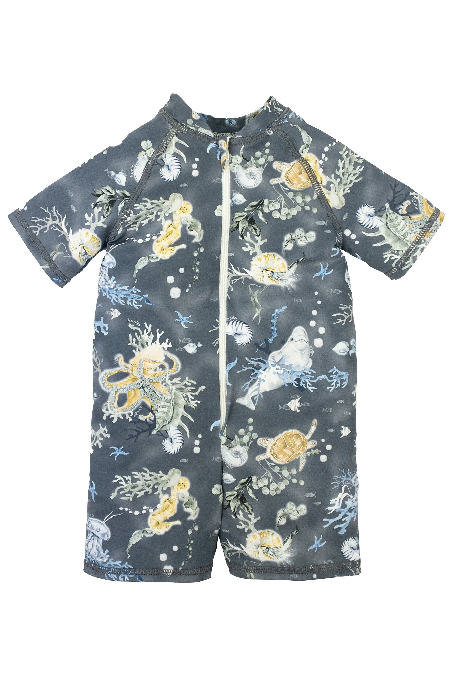 "Hawkins" Navy Ocean Print Swimsuit