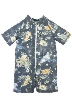 "Hawkins" Navy Ocean Print Swimsuit