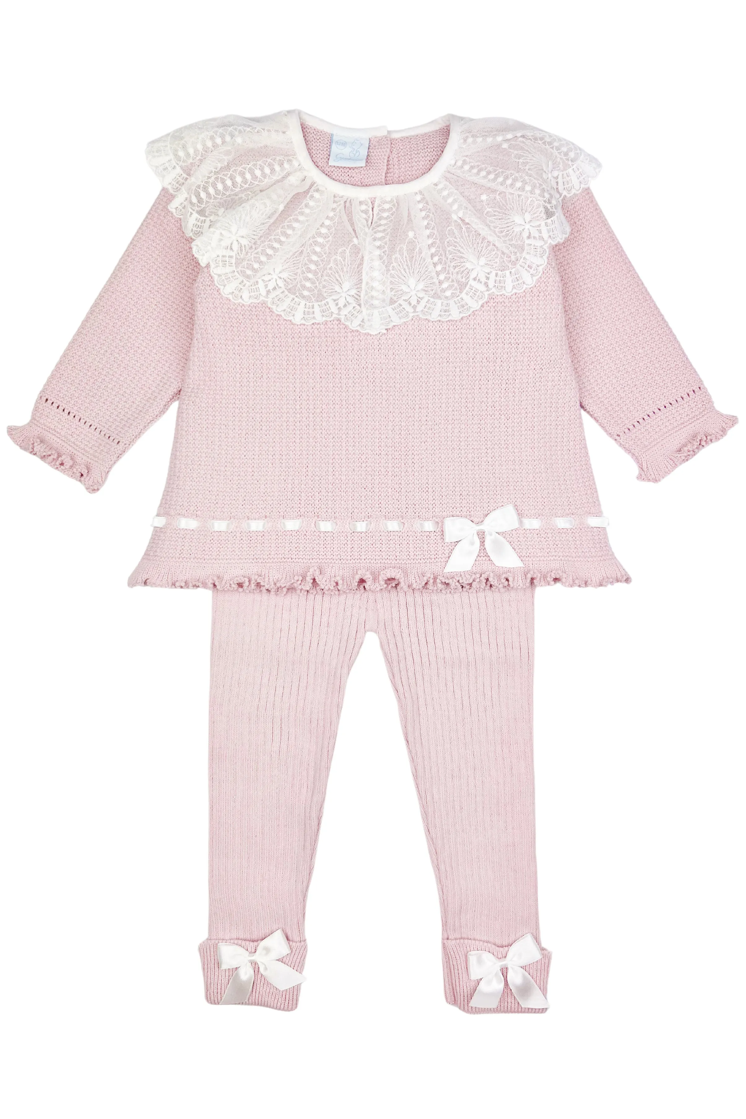 "Layla" Dusky Pink Knit Lace Top & Leggings