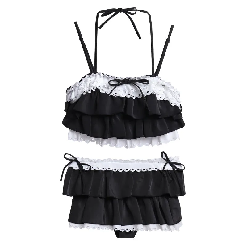 "PINK BLACK CUTE VEST" TWO PIECE SUIT SWIMSUIT D061906