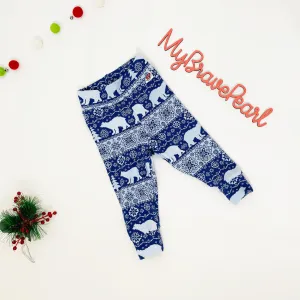 Ready To Ship 3-6M Fairisle Bears Christmas Leggings
