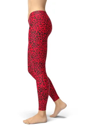 Red Leopard Print Leggings