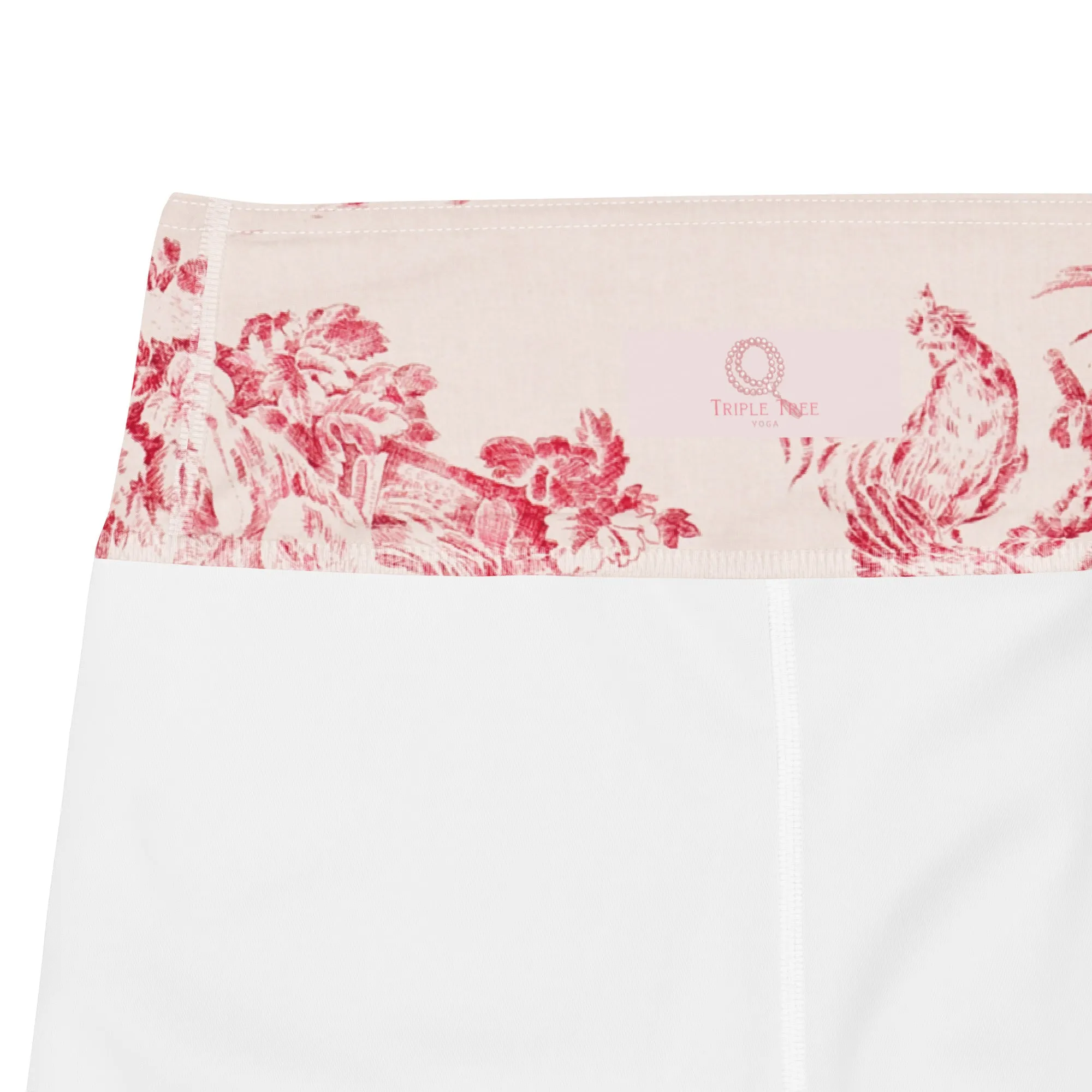 Red toile yoga capri leggings