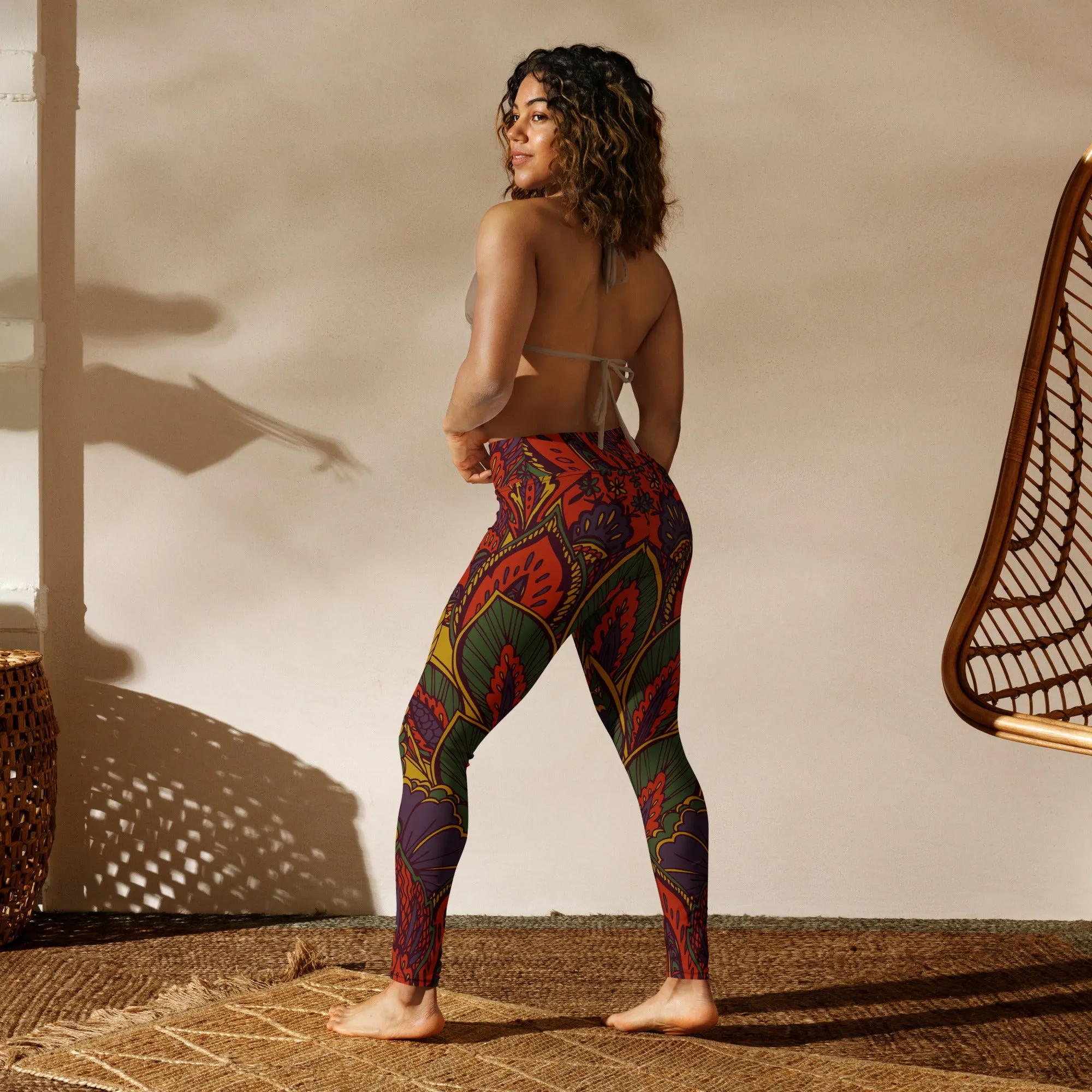Retro Floral Pattern Yoga Leggings