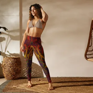 Retro Floral Pattern Yoga Leggings