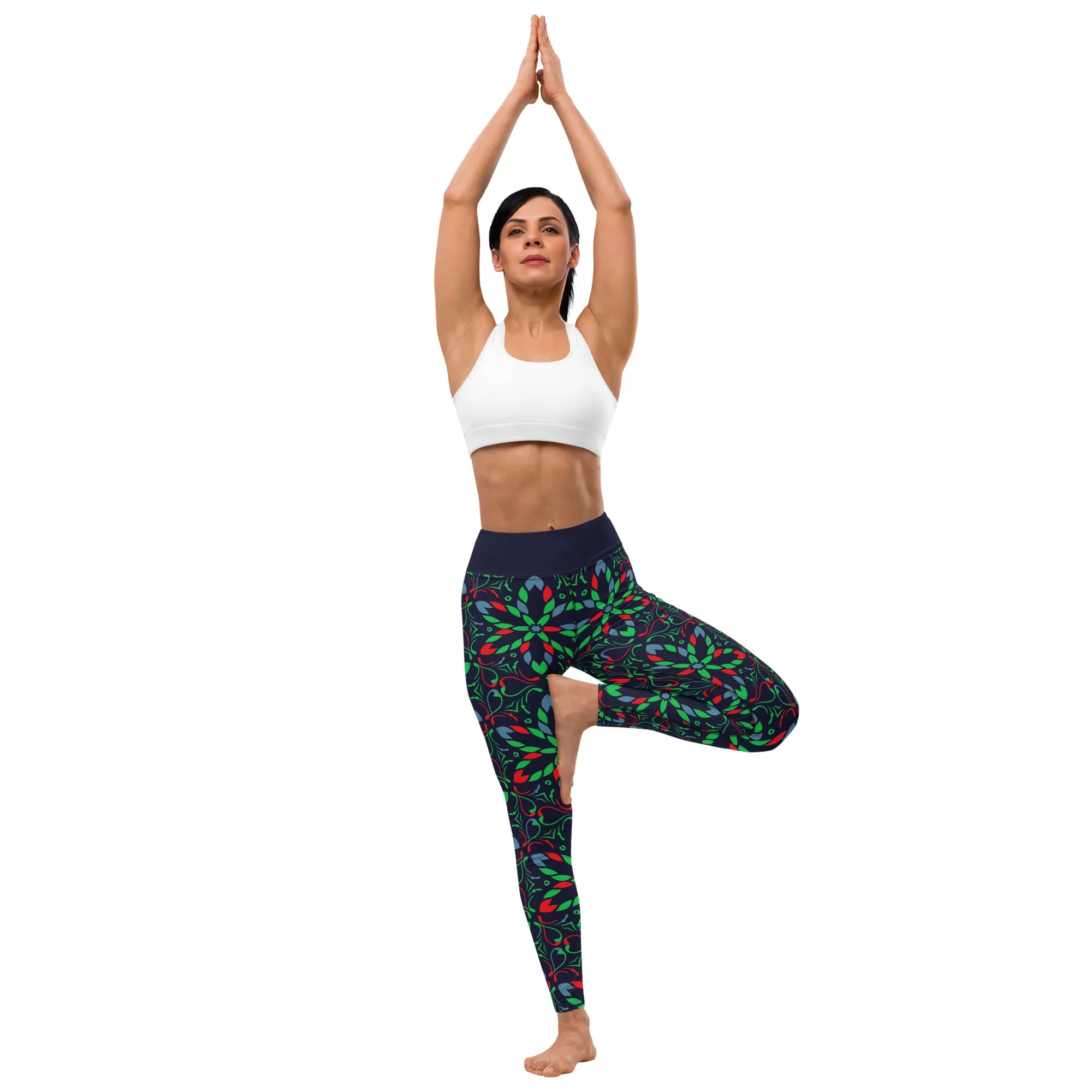 Retro Floral Pattern Yoga Leggings