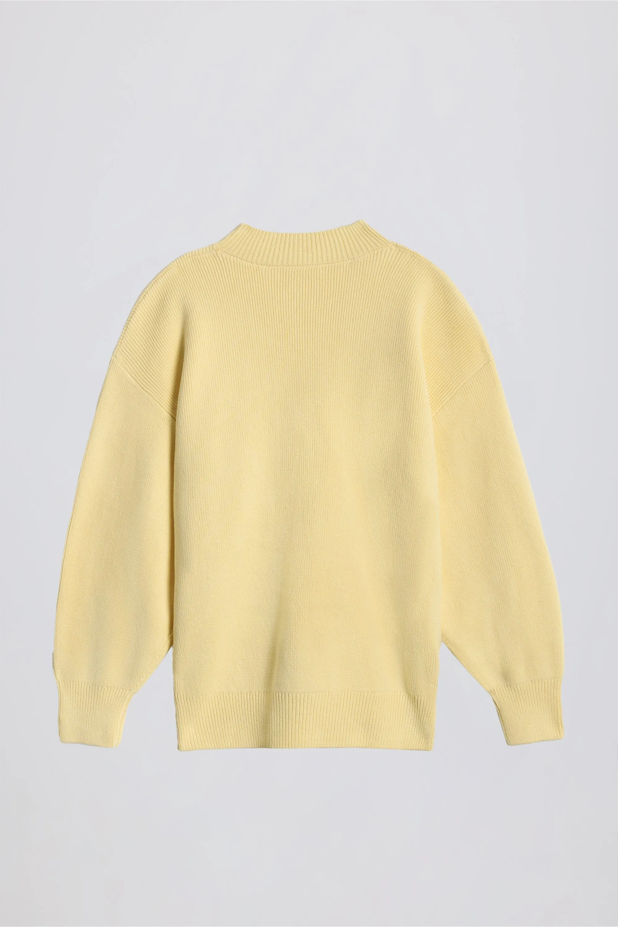 Ribbed-Knit Oversized Jumper in Lemon