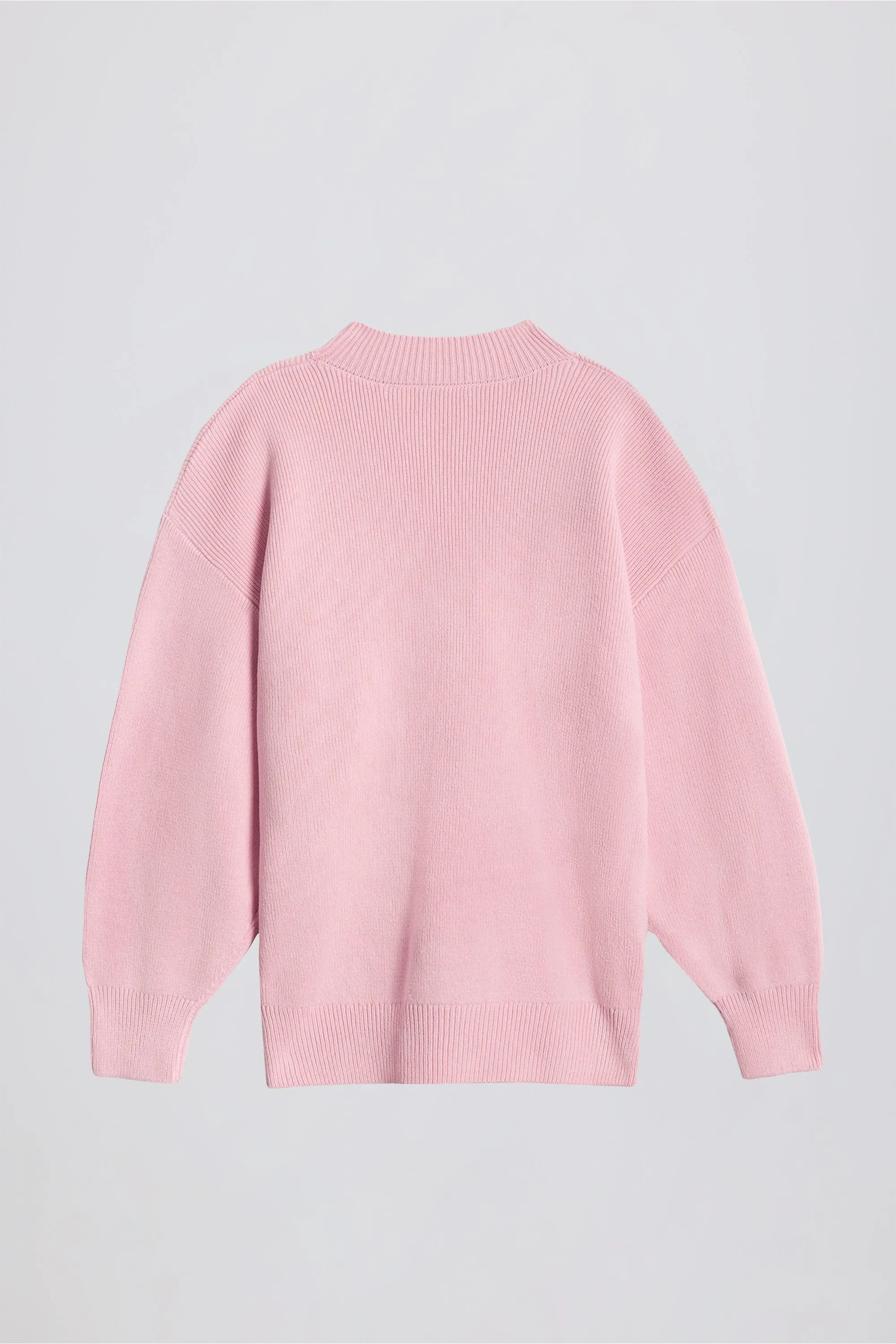 Ribbed-Knit Oversized Jumper in Pale Pink