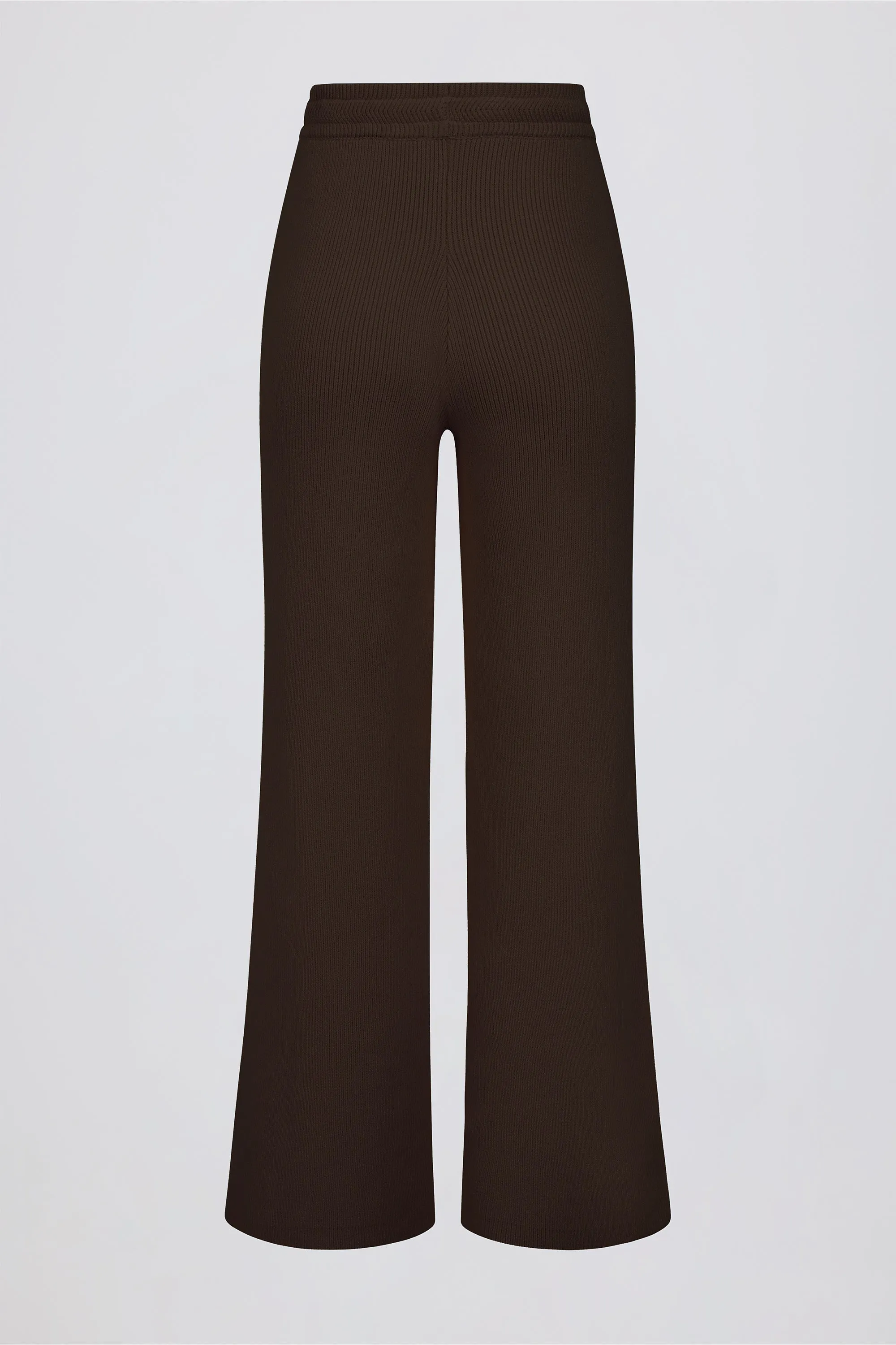 Ribbed-Knit Wide-Leg Joggers in Pecan