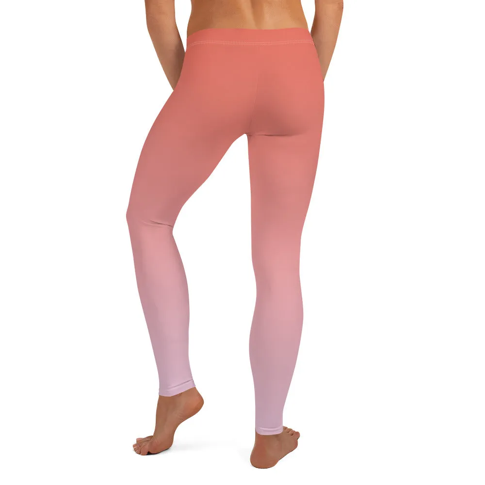 Rose and Pink Ombre Mid-waist Leggings