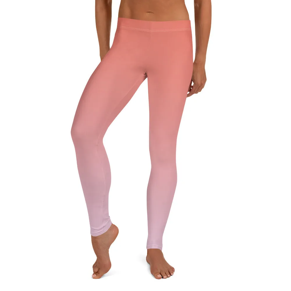 Rose and Pink Ombre Mid-waist Leggings