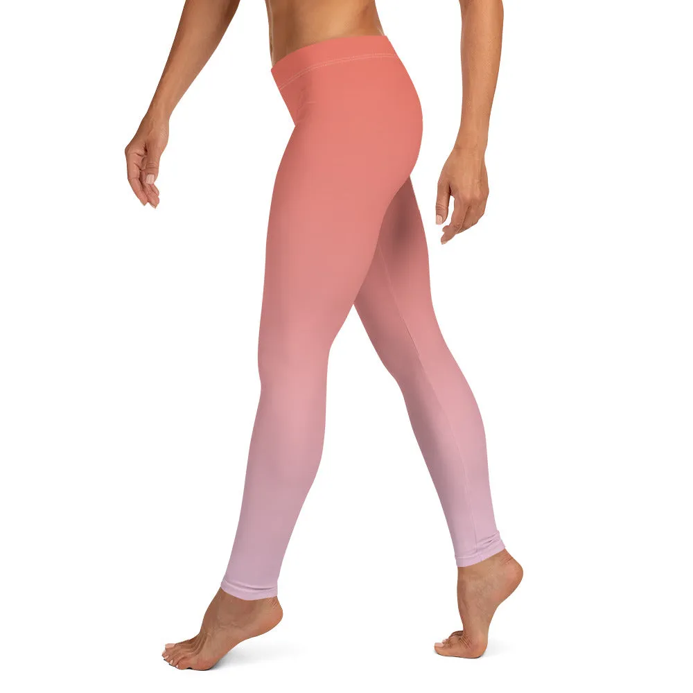 Rose and Pink Ombre Mid-waist Leggings