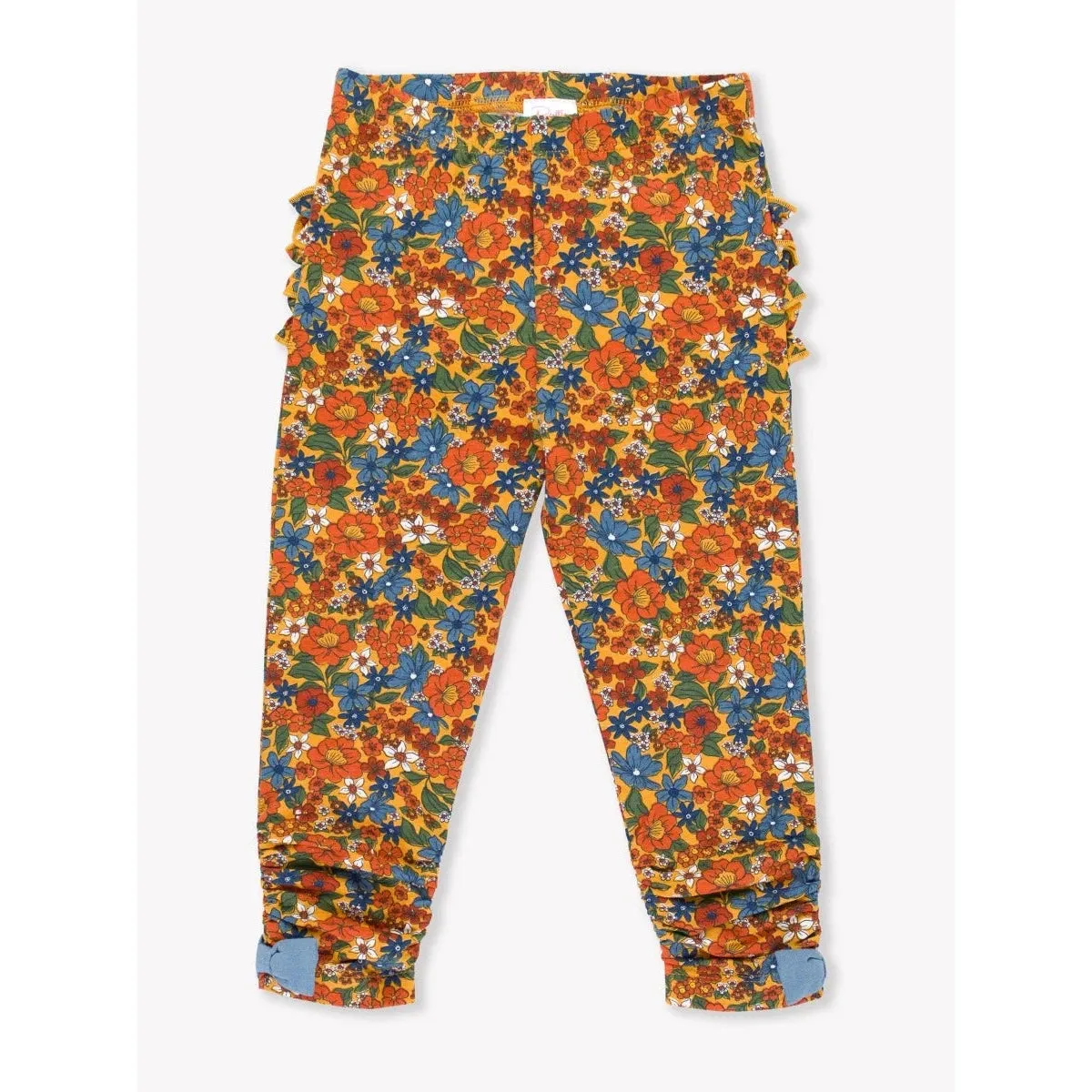RuffleButts Golden Harvest Ruched Bow Leggings
