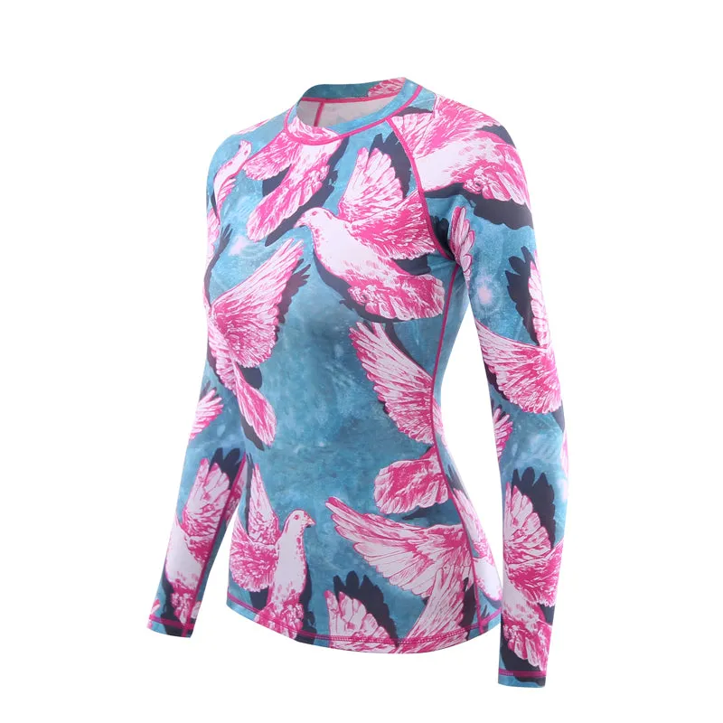 SAILBEE Women rashguard Sunshade UV Protection Swimwear Long Sleeve Two Piece Swimsuit Beach Surfing Diving Bathing Suit Shirt