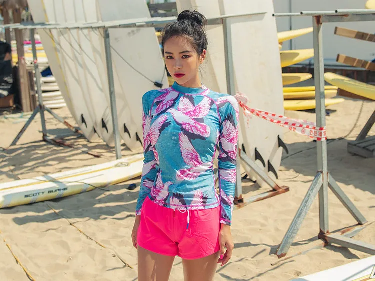 SAILBEE Women rashguard Sunshade UV Protection Swimwear Long Sleeve Two Piece Swimsuit Beach Surfing Diving Bathing Suit Shirt