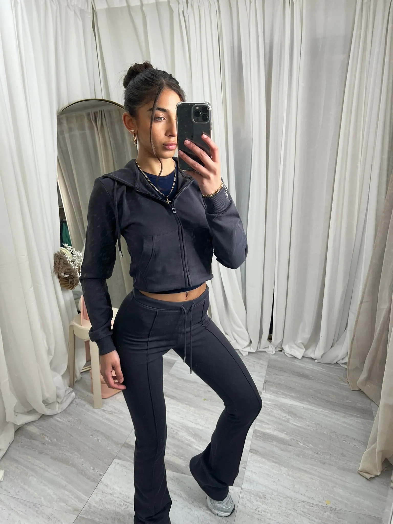 Scuba cropped flared tracksuit set 10051
