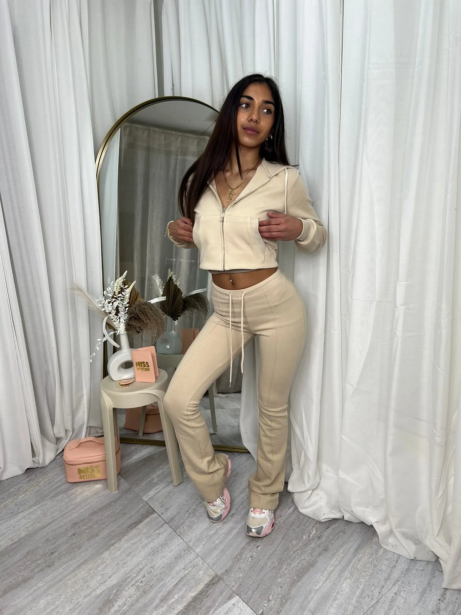 Scuba cropped flared tracksuit set 10051