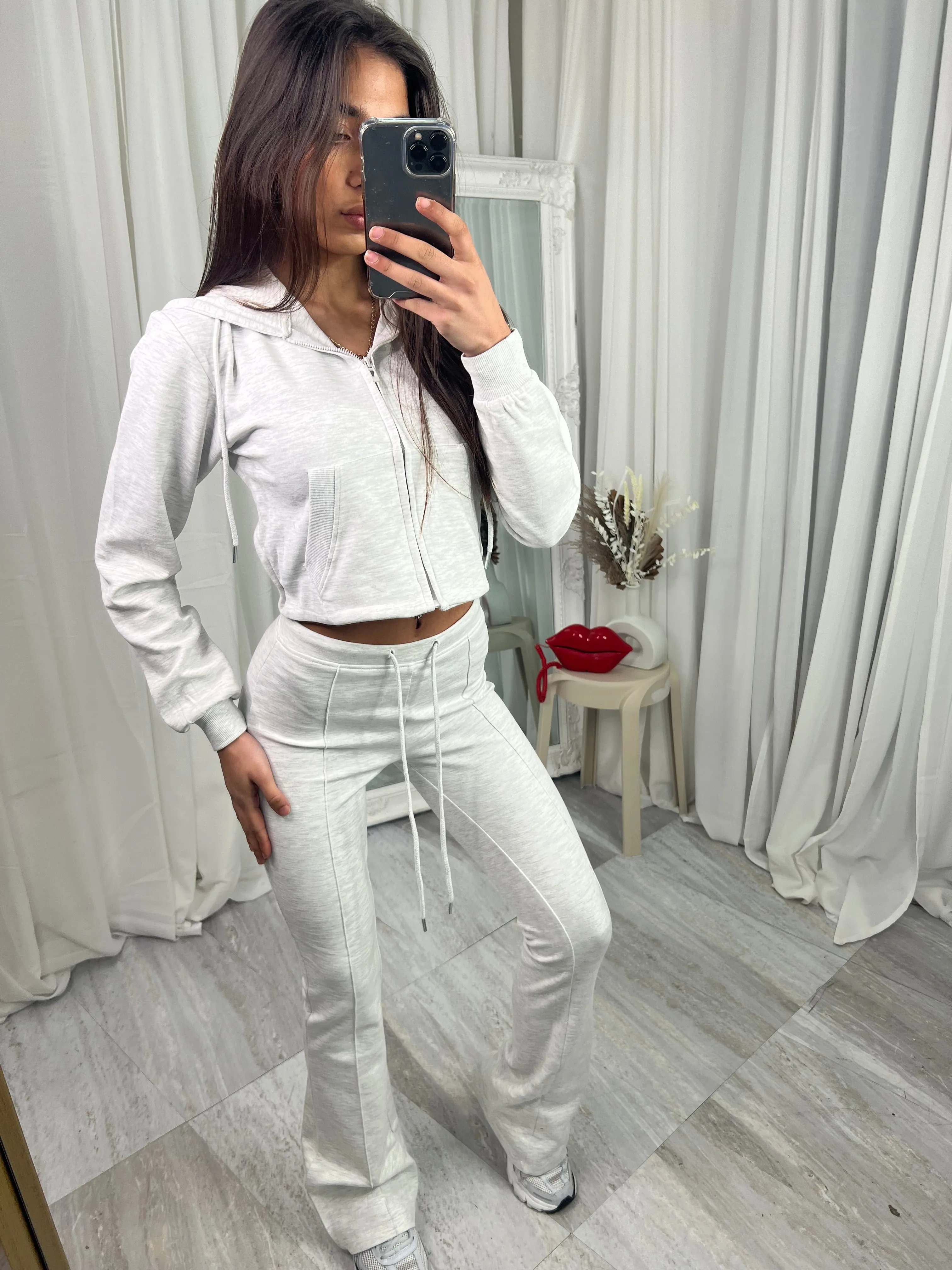 Scuba cropped flared tracksuit set 10051