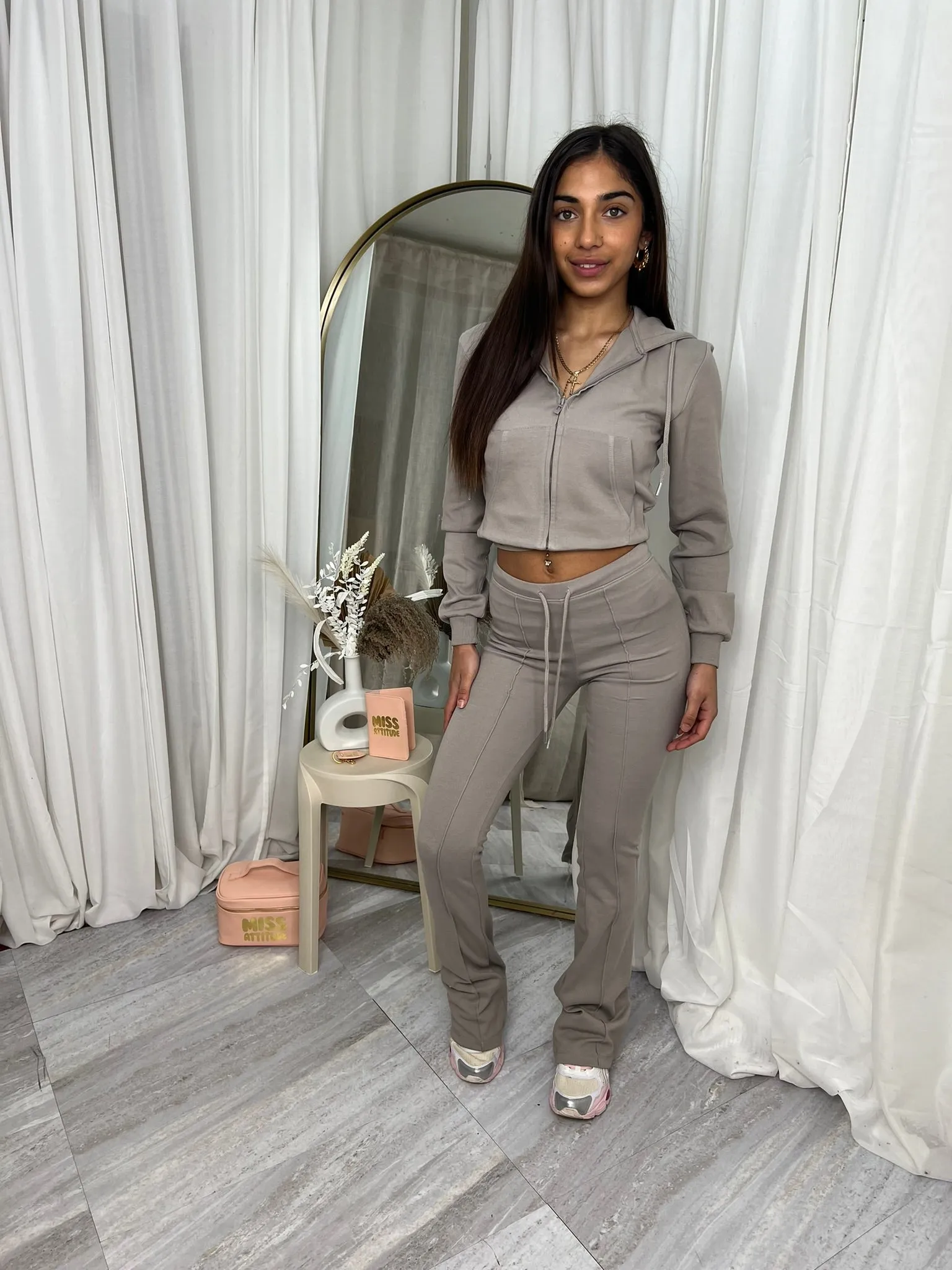 Scuba cropped flared tracksuit set 10051